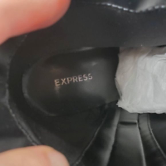 Express Womens Ankle Boots Booties Black Block Heels Studded Side Zipper 10 - Picture 8 of 10